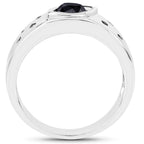 Black Diamond Ring 0.56 Carats Sterling Silver