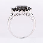 Black Rutile Ring With Black Spinel 5.90 Carats Sterling Silver