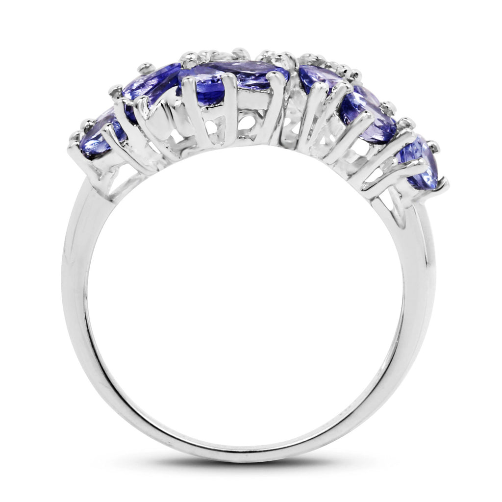 Tanzanite Flower Ring 2.8 Carats Sterling Silver