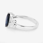 Blue Sapphire Ring With Diamonds 1.46 Carats 14K White Gold
