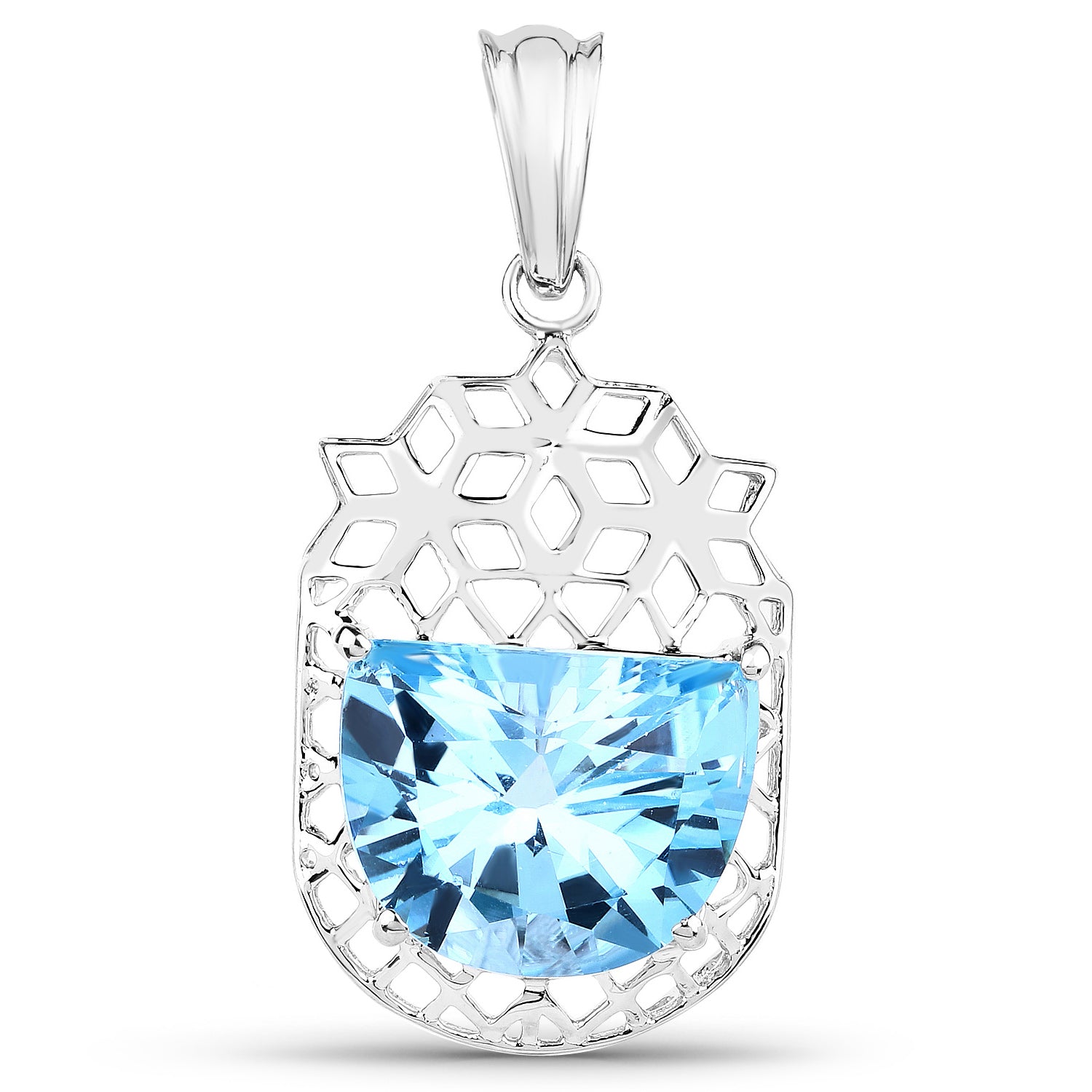 Swiss Blue Topaz Pendant 10.8 Carats Sterling Silver