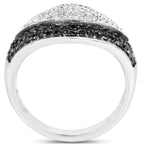 Black Diamond Ring With White Diamonds 0.48 Carats Sterling Silver