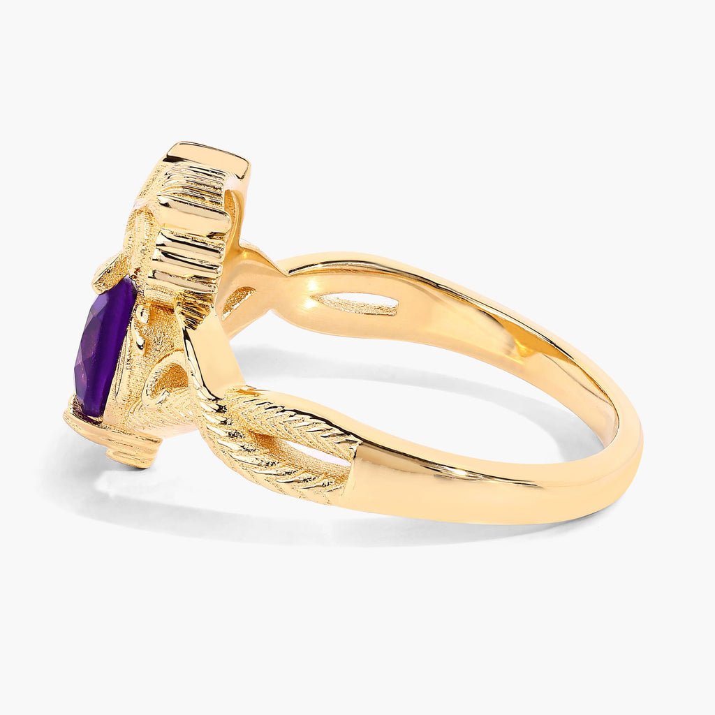 Amethyst Owl Ring 0.72 Carats Gold Plated Silver
