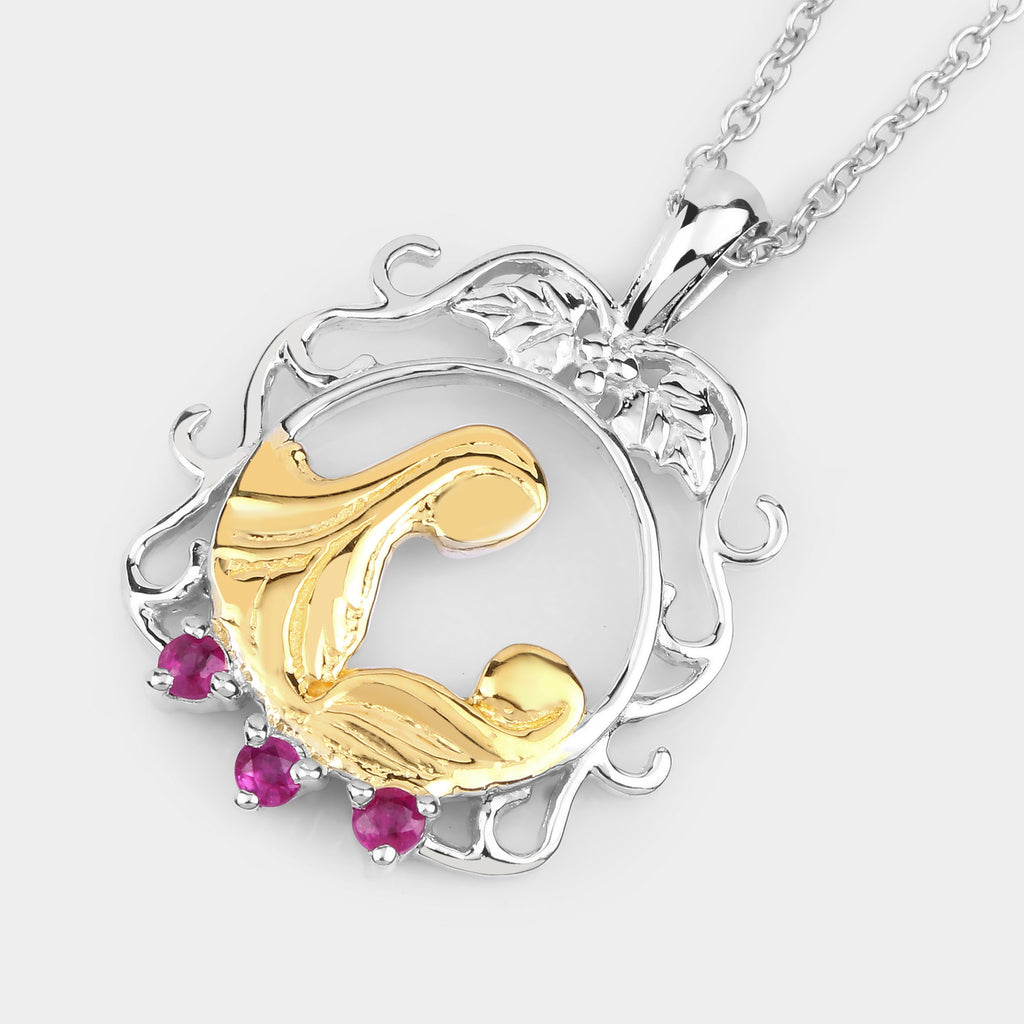 Ruby Mom Pendant 0.12 Carats Gold Plated Silver