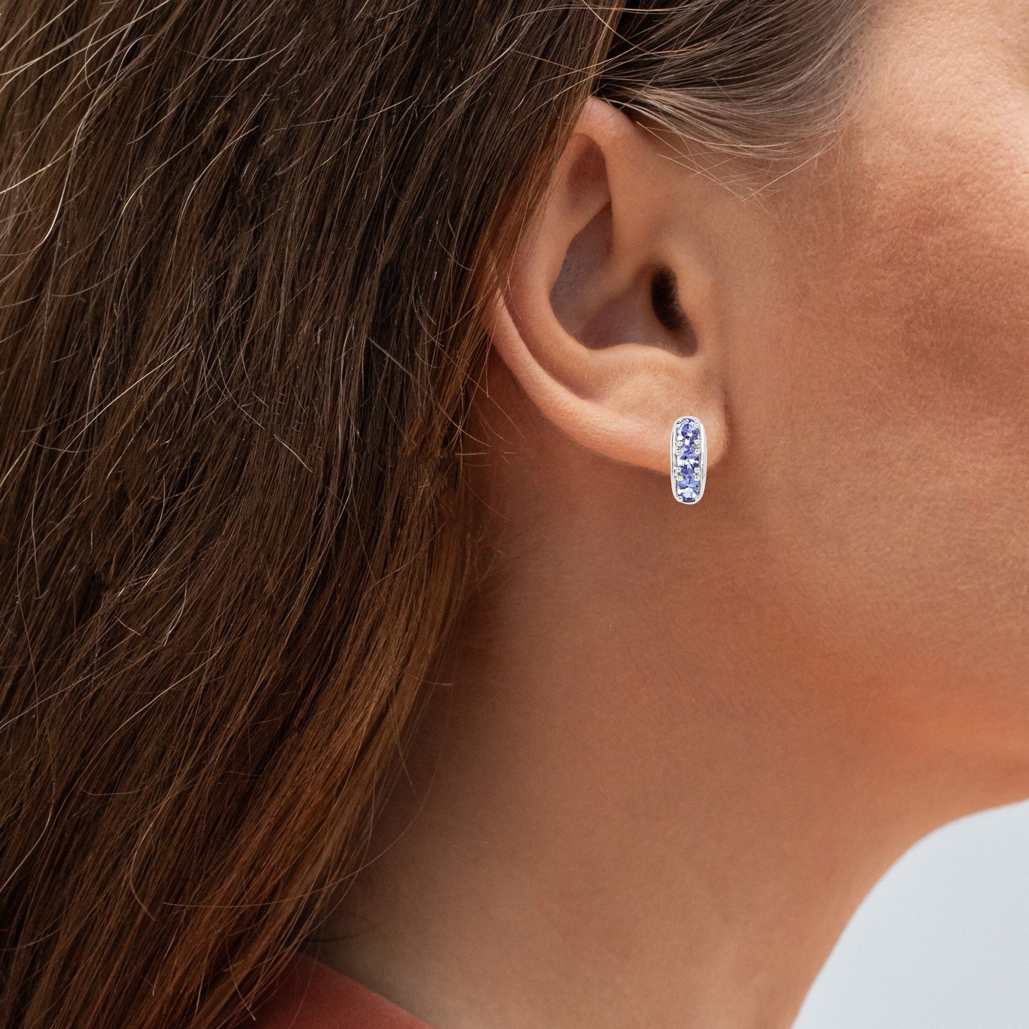 Tanzanite Stud Earrings 1.18 Carats Sterling Silver