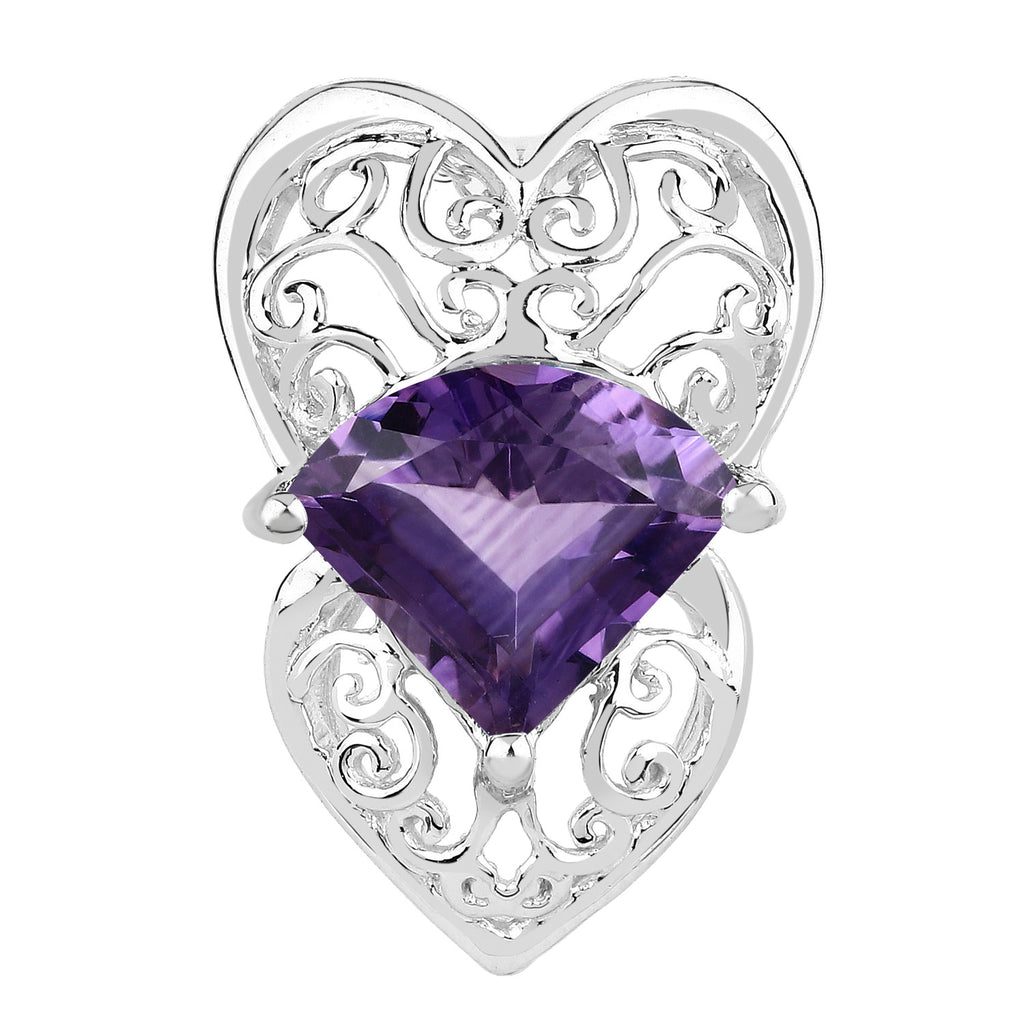Amethyst Heart Pendant 7.78 Carats Sterling Silver