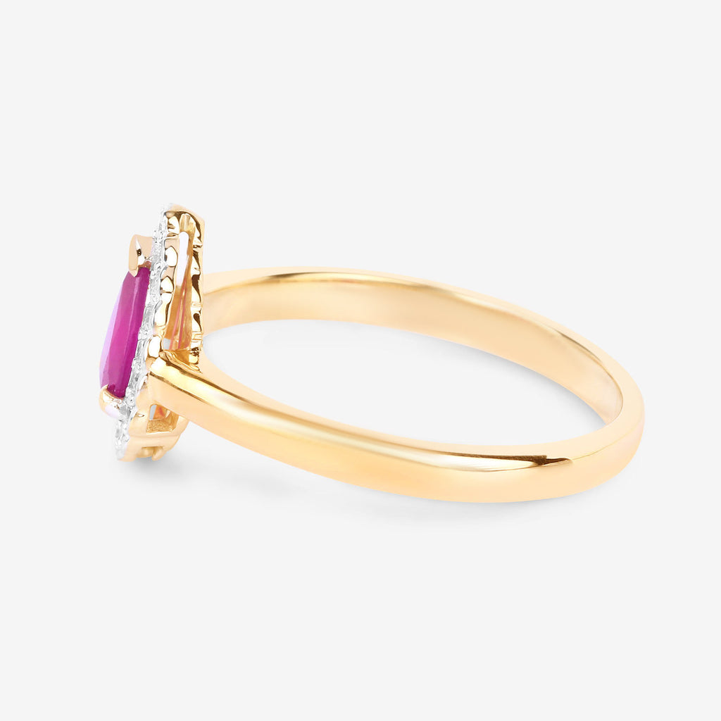 Ruby Ring With Diamonds 0.9 Carats 14K Yellow Gold