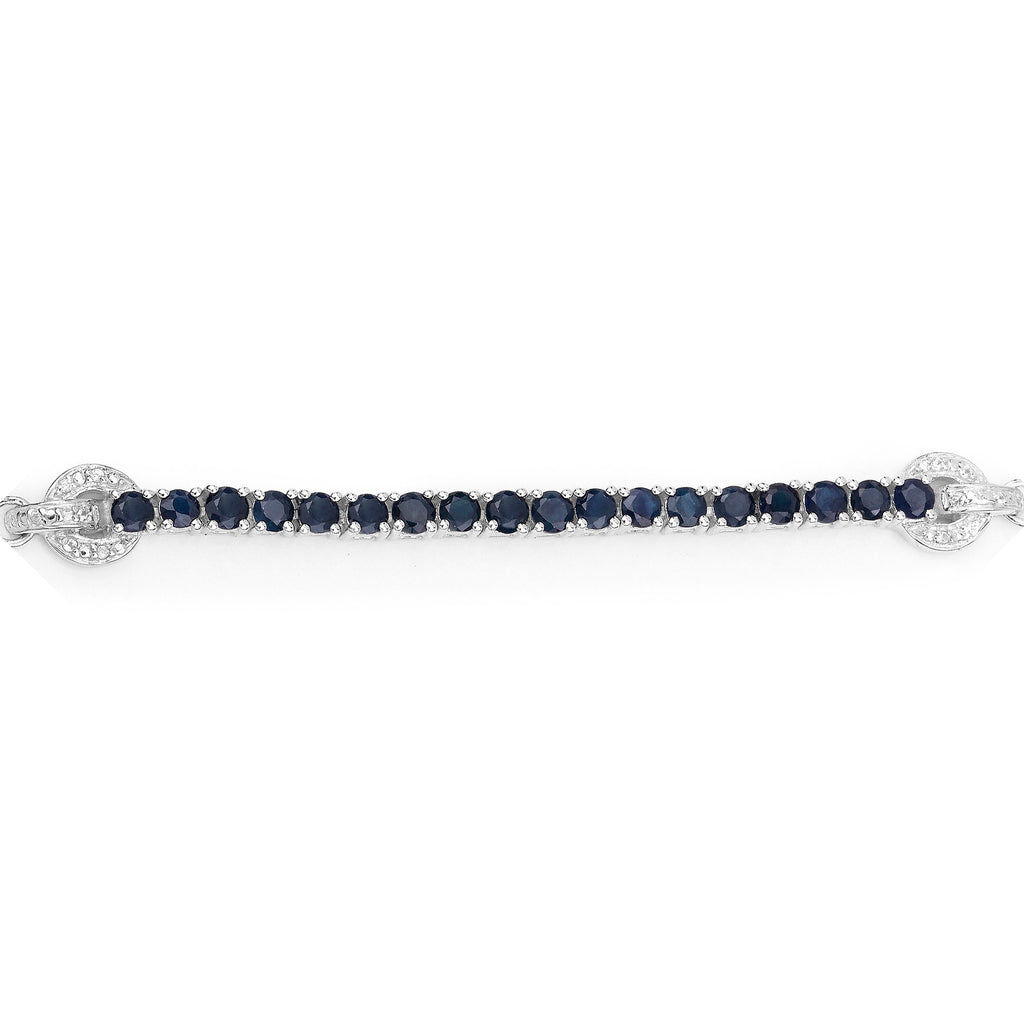 Blue Sapphire Bracelet With White Zircon 2.38 Carats Sterling Silver