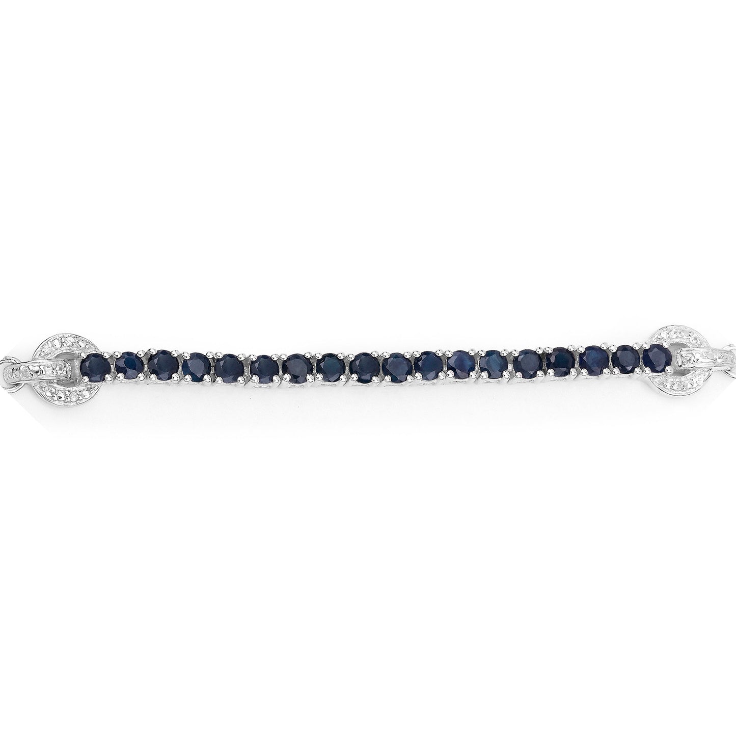 Blue Sapphire Bracelet With White Zircon 2.38 Carats Sterling Silver