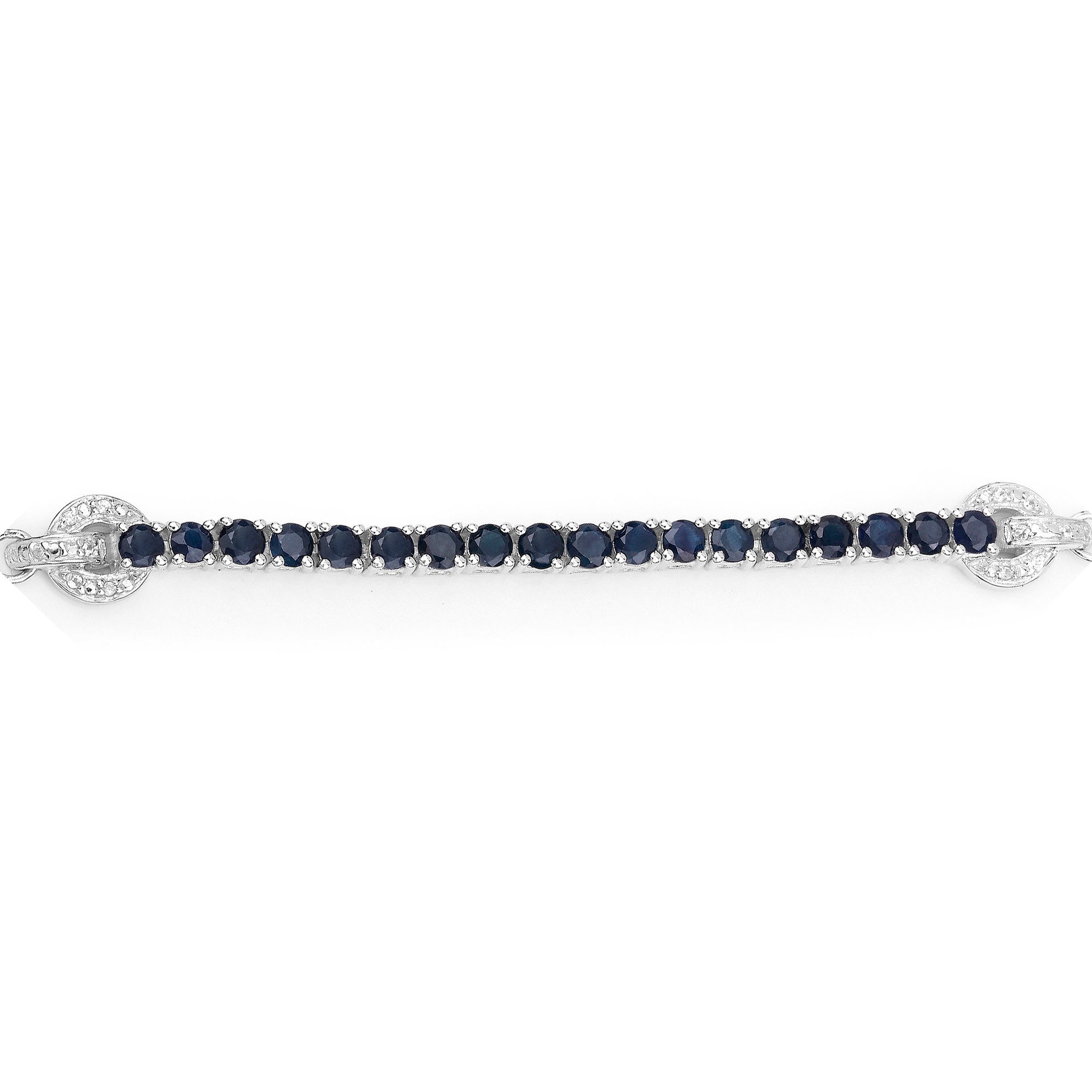 Blue Sapphire Bracelet With White Zircon 2.38 Carats Sterling Silver