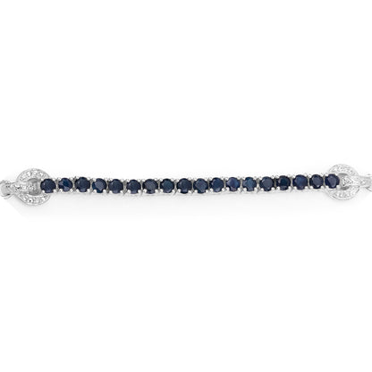 Blue Sapphire Bracelet With White Zircon 2.38 Carats Sterling Silver
