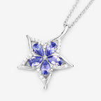 Tanzanite Star Pendant With White Zircon 1.14 Carats Sterling Silver
