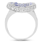 Tanzanite Heart Ring With White Topaz 1.76 Carats Sterling Silver