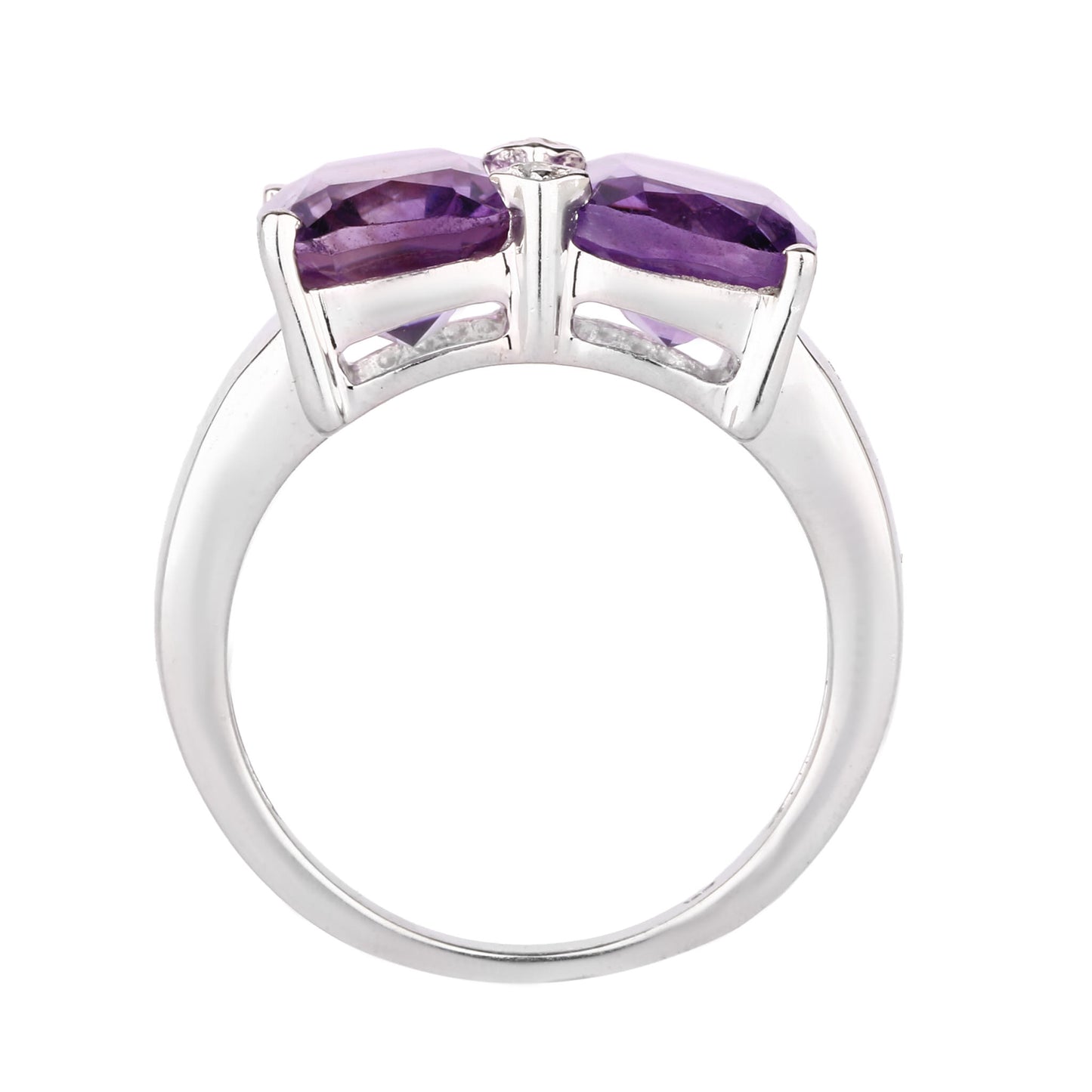 African Amethyst Ring With White Topaz 5.21 Carats Sterling Silver