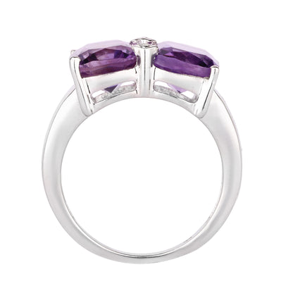 African Amethyst Ring With White Topaz 5.21 Carats Sterling Silver