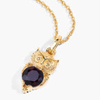 Garnet Owl Pendant 0.98 Carats Gold Plated Silver