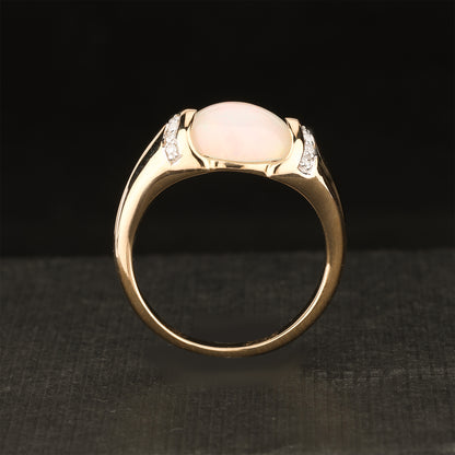 Natural Ethiopian Opal Ring With Diamonds 2.51 Carats 9K Yellow Gold