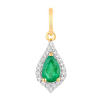 Zambian Emerald Pendant With Diamonds 0.4 Carats 14K Yellow Gold