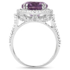 Amethyst Ring With White Topaz 5.52 Carats Sterling Silver
