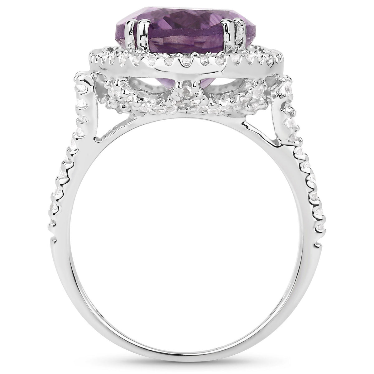 Amethyst Ring With White Topaz 5.52 Carats Sterling Silver