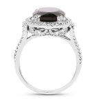 Smoky Quartz Ring With White Topaz 5.78 Carats Sterling Silver