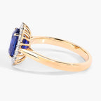 Blue Sapphire Ring With Diamonds 2.82 Carats 18K Yellow Gold