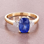 Blue Sapphire Ring With Diamonds 2.14 Carats 18K Yellow Gold