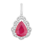 Ruby Pendant With Diamonds 1.26 Carats 14K White Gold