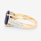 Blue Sapphire Ring With Diamonds 6.46 Carats 14K Yellow Gold