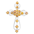 Yellow Sapphire Cross Pendant 2.22 Carats Sterling Silver