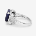 Sapphire Ring With White Topaz 4.76 Carats Sterling Silver