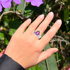 Pear Cut Amethyst Cocktail Ring Multicolor Gemstones Setting 6.30 Carats