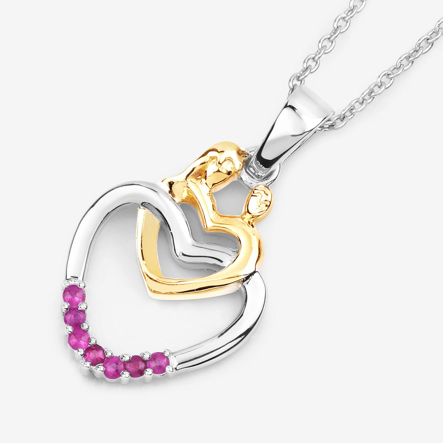 Ruby Mom Pendant 0.12 Carats Gold Plated Silver
