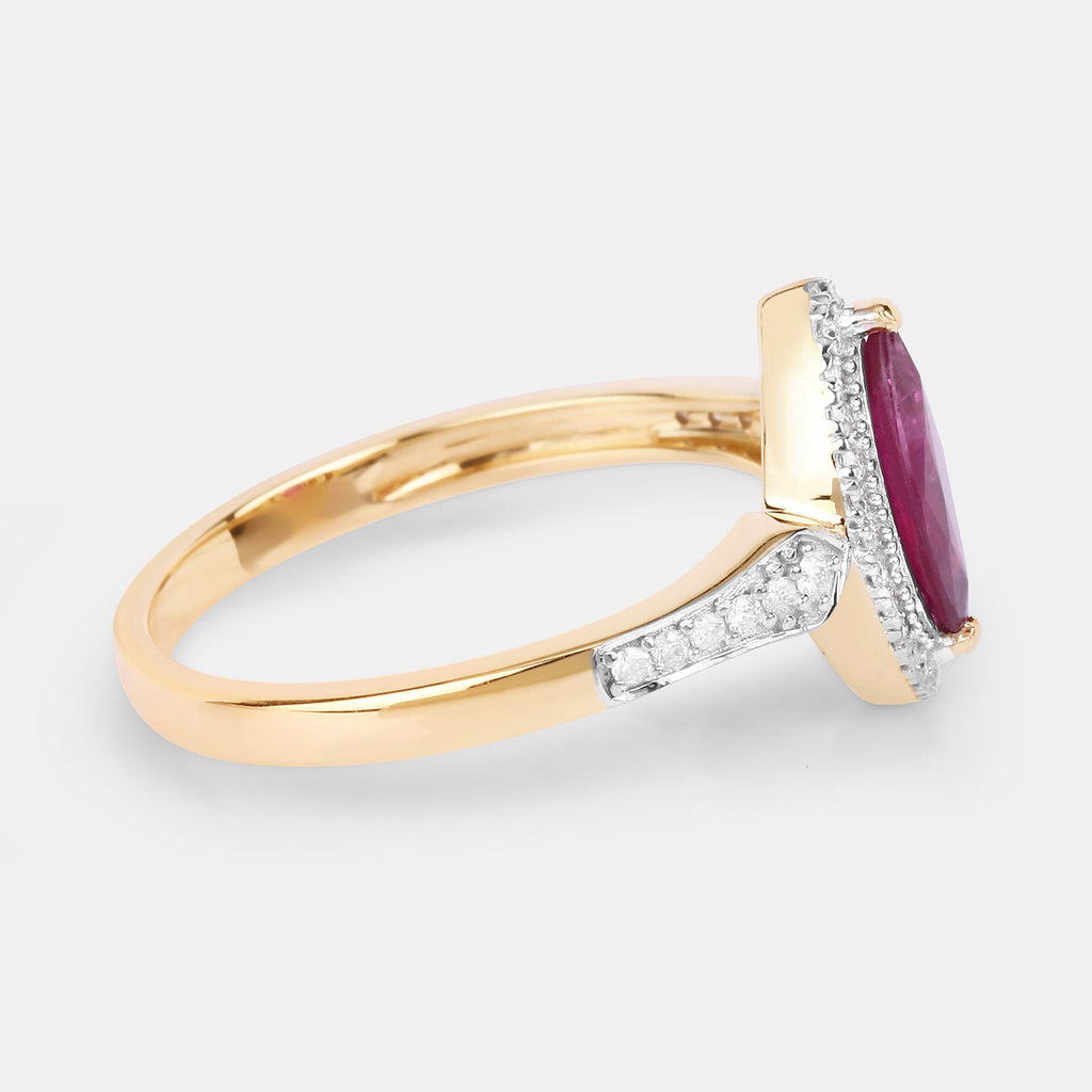 Ruby Ring With Diamonds 0.94 Carats 14K Yellow Gold