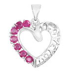 Ruby Heart Pendant 0.9 Carats Sterling Silver