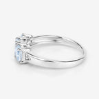 Aquamarine Ring With Diamonds 0.91 Carats Sterling Silver