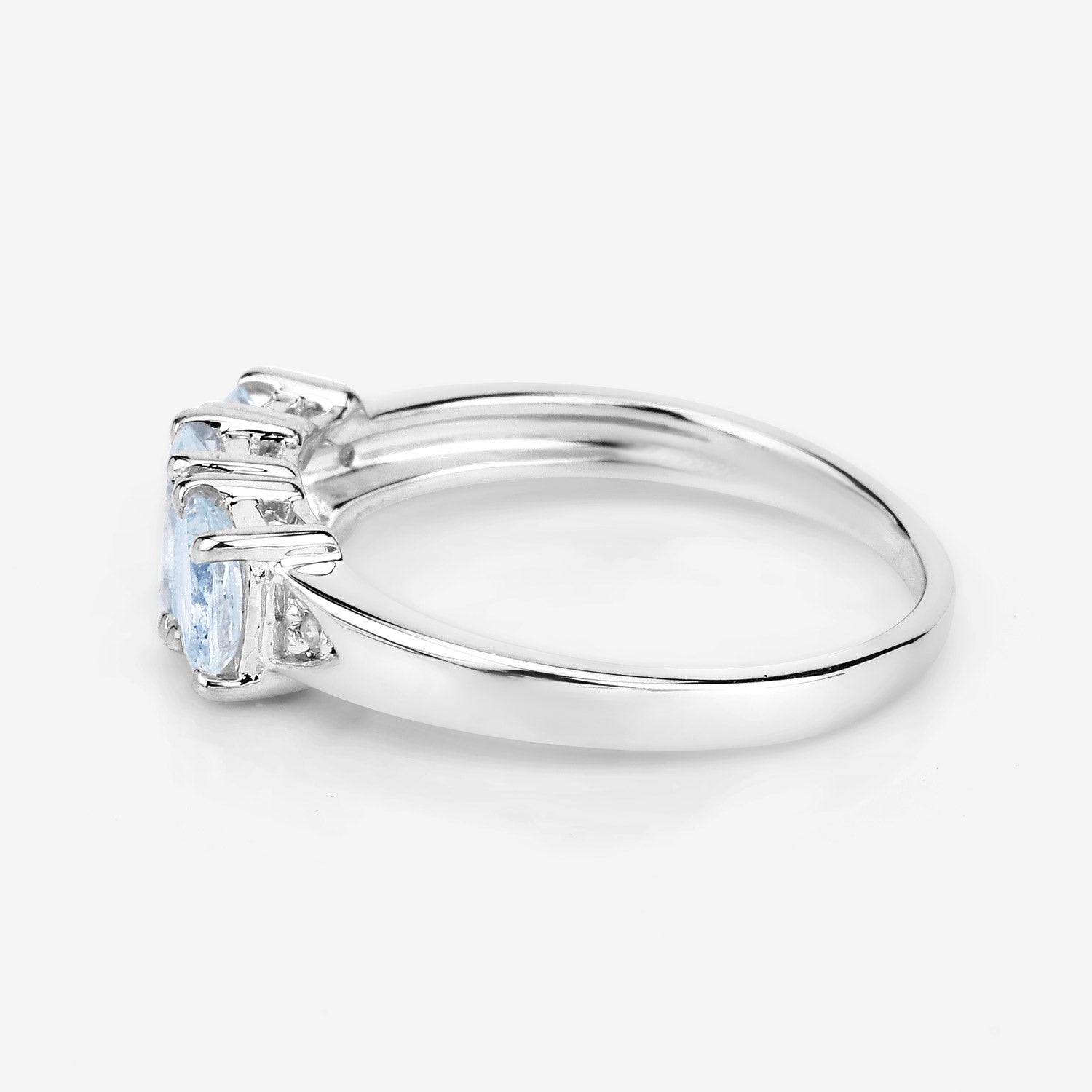 Aquamarine Ring With Diamonds 0.91 Carats Sterling Silver