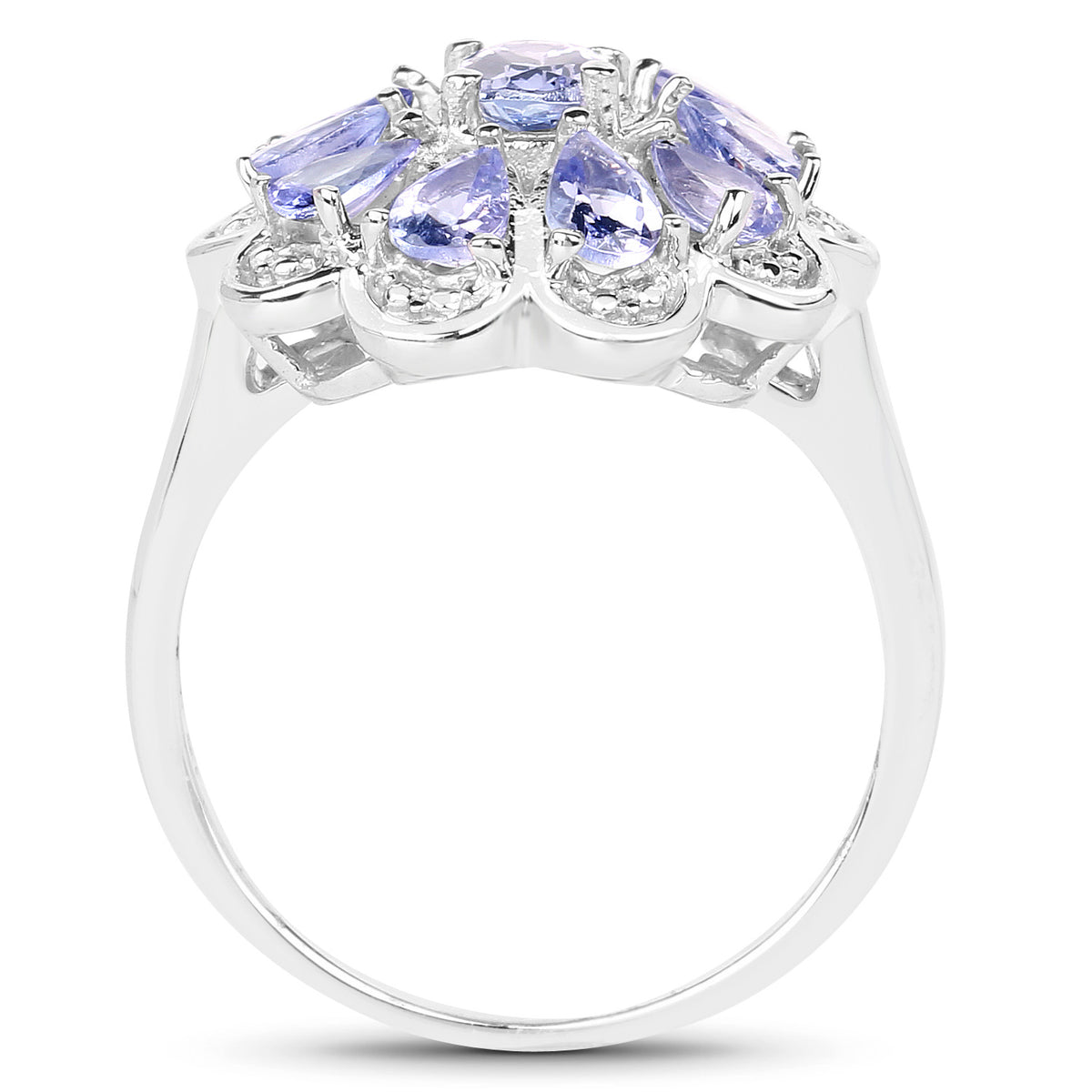 Tanzanite Flower Ring 1.8 Carats Sterling Silver