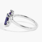 Amethyst Bat Ring With White Topaz 1.11 Carats Sterling Silver