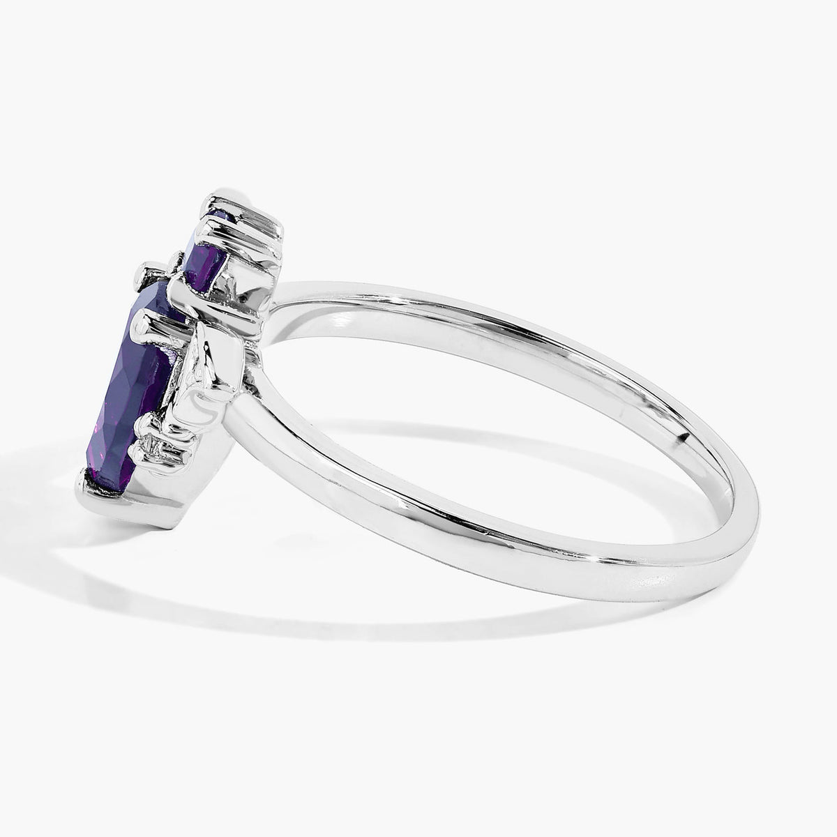 Amethyst Bat Ring With White Topaz 1.11 Carats Sterling Silver