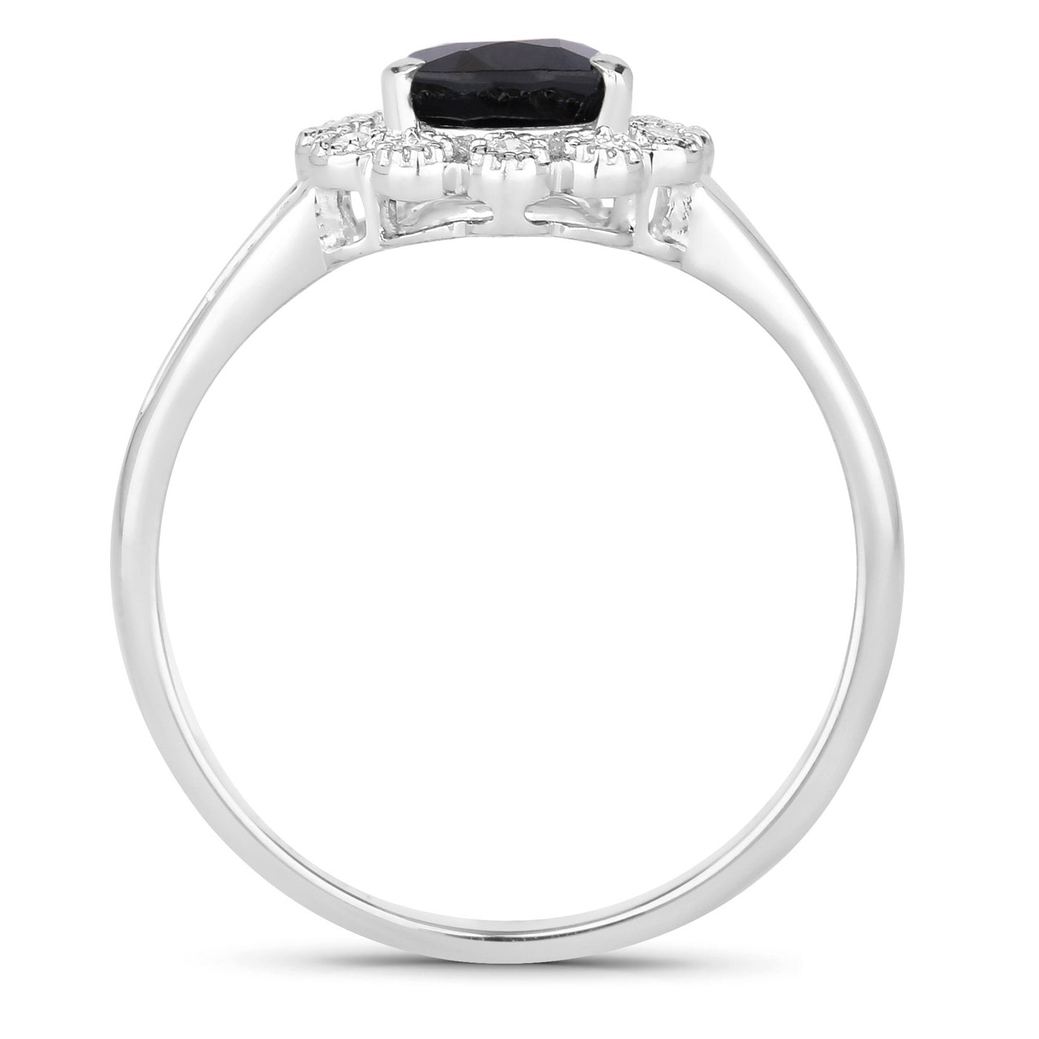 Blue Sapphire Ring With Diamonds 1.42 Carats 14K White Gold