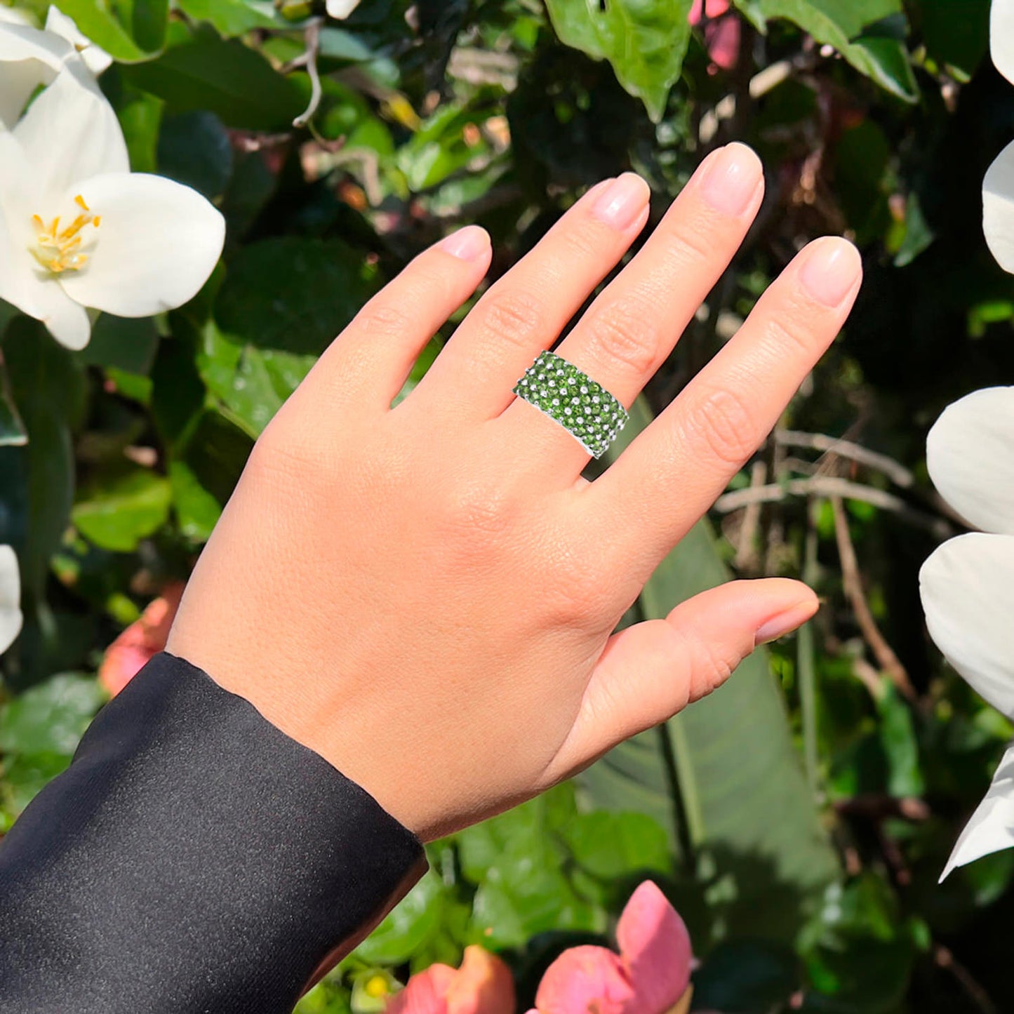 Chrome Diopside Ring 3.06 Carats Sterling Silver