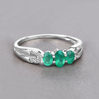 Zambian Emerald Ring With Diamonds 0.48 Carats 14K White Gold