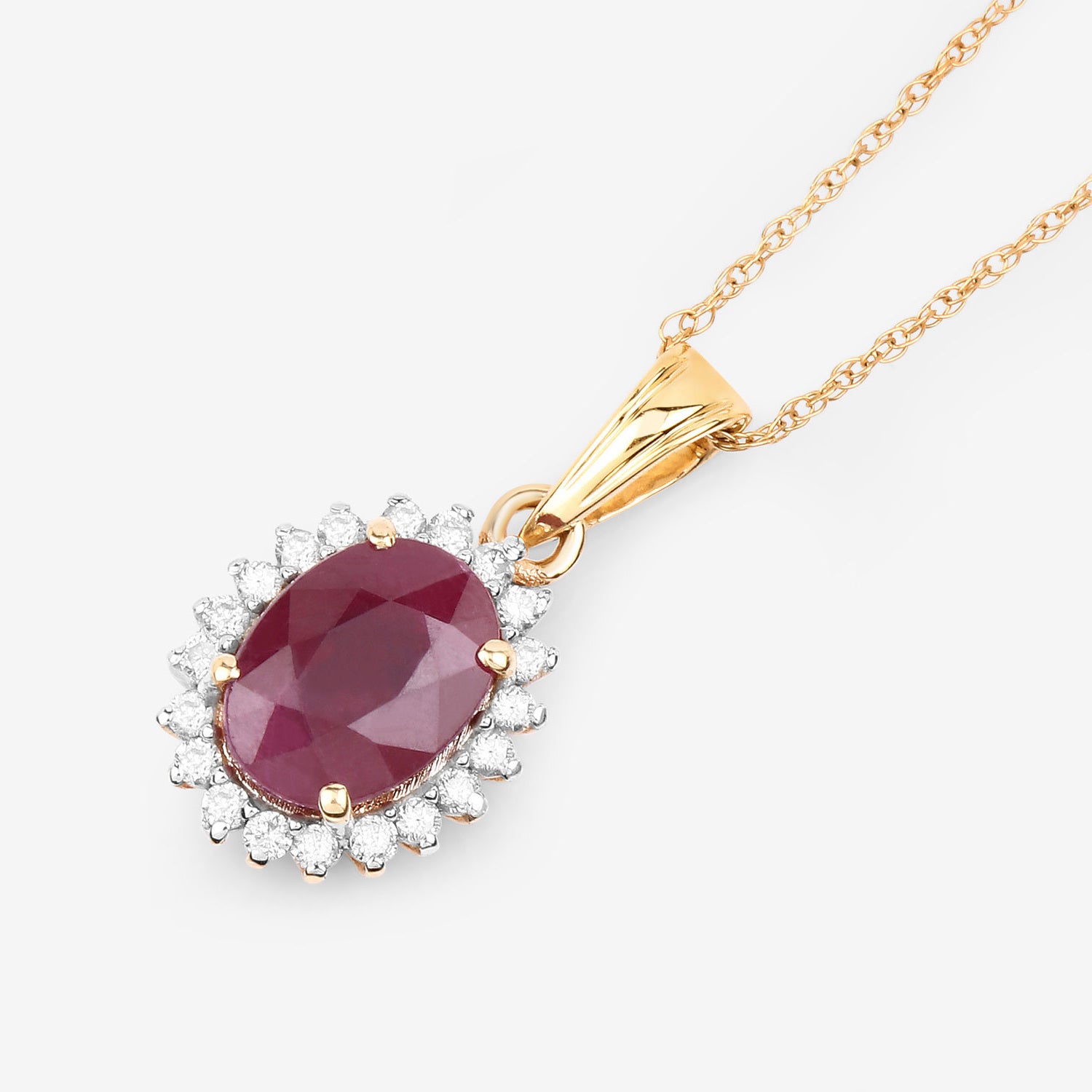 Ruby Pendant With Diamonds 1.56 Carats 10K Yellow Gold