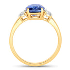 Blue Sapphire Ring With Diamonds 2.7 Carats 18K Yellow Gold