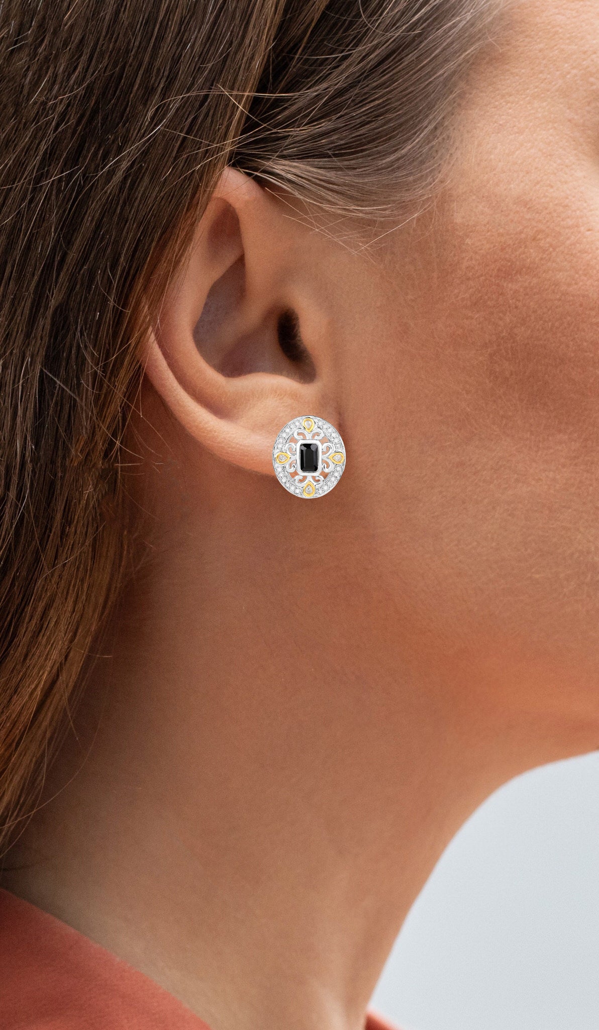 Blue Sapphire Earrings Diamonds 0.90 Carats 18K Yellow Gold Plated Silver