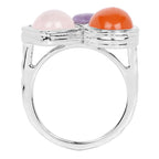 Carnelian Ring With Rose Quartz and Charoite 5.16 Carats Sterling Silver