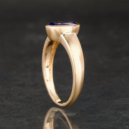 Natural Tanzanite Ring 1.7 Carats 9K Yellow Gold