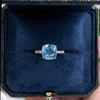 Blue Topaz Ring With White Topaz 4.58 Carats Sterling Silver