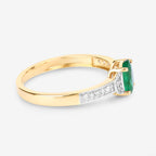 Zambian Emerald Ring With Diamonds 0.79 Carats 10K Yellow Gold